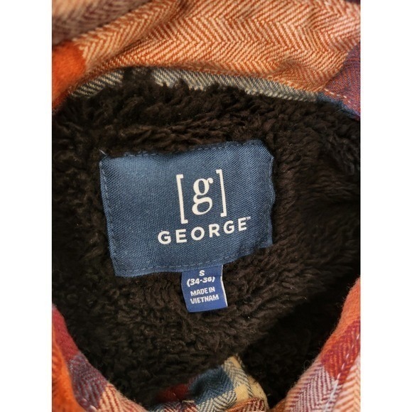 Men's buffalo plaid coat shacket. Orange, blue Size Small - Picture 7 of 11